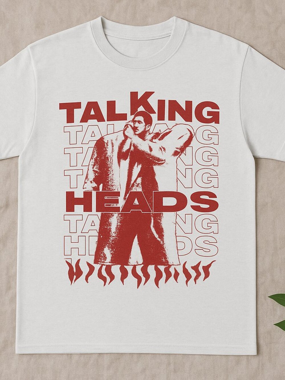 Talking Heads Graphic Tee | Retro Red & White Vintage-Inspired Band Style